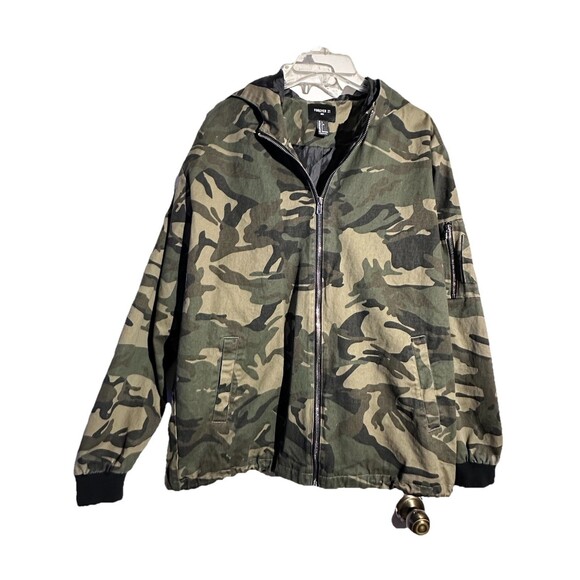 Forever 21 Men's Camouflage Hooded Jacket Size L - Picture 1 of 13
